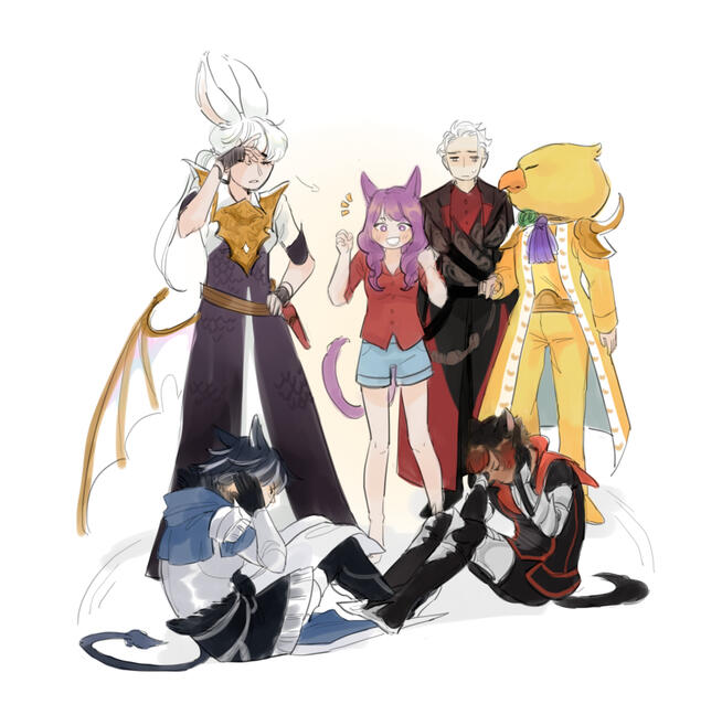 The Chocobo Knights, by @merrimerrimary on twitter