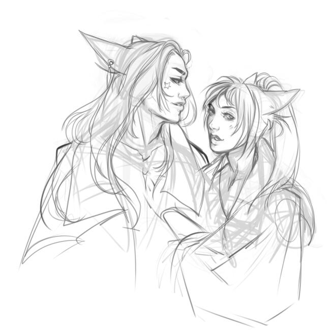Seska and Acheron, done by moochzArt on twitter